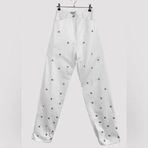 Chakshyn 'Grommet' Straight Leg Eyelet Cotton Jeans Trousers